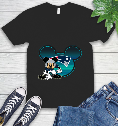 NFL New England Patriots Mickey Mouse Disney Football T Shirt V-Neck T-Shirt 2