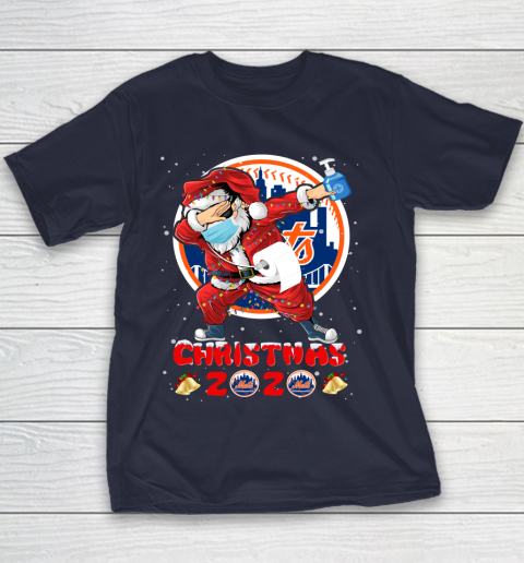 New York Mets Funny Santa Claus Dabbing Christmas 2020 MLB Youth T-Shirt 2