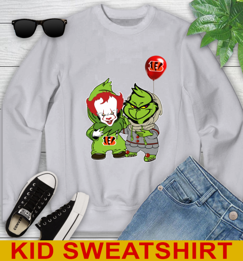 Cincinnati Bengals Baby Pennywise Grinch Christmas NFL Football Youth Sweatshirt 4