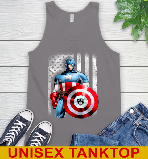 Brooklyn Nets NBA Basketball Captain America Marvel Avengers American Flag Shirt Tank Top 6