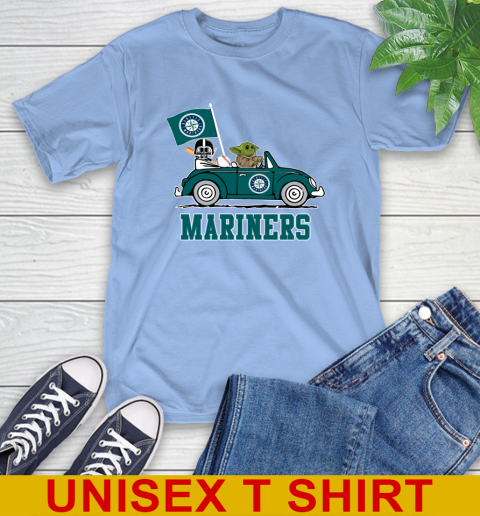 MLB Baseball Seattle Mariners Darth Vader Baby Yoda Driving Star Wars Shirt T-Shirt 11