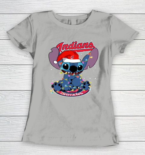 Cleveland Indians MLB noel stitch Baseball Christmas Women's T-Shirt 8
