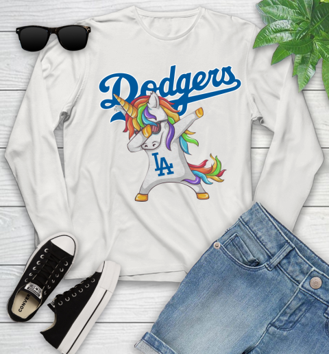 Los Angeles Dodgers MLB Baseball Funny Unicorn Dabbing Sports Youth Long Sleeve 12