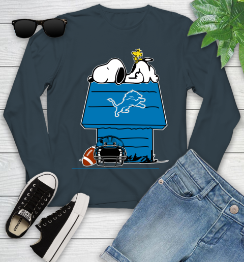 Detroit Lions NFL Football Snoopy Woodstock The Peanuts Movie Youth Long Sleeve 8