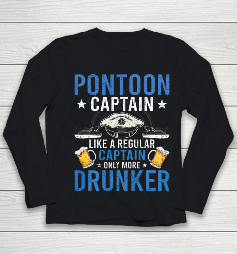 Pontoon Captain Like A Regular Drunker Drinking Boat Gift Youth Long Sleeve