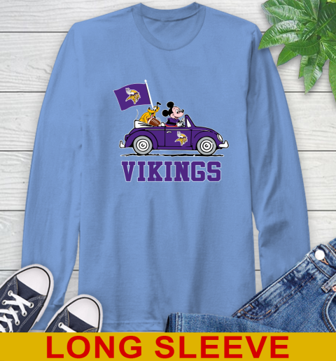 NFL Football Minnesota Vikings Pluto Mickey Driving Disney Shirt Long Sleeve T-Shirt - Image 12