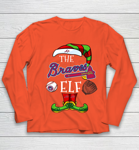 Atlanta Braves Christmas ELF Funny MLB Youth Long Sleeve 3