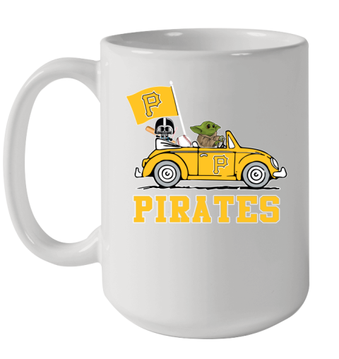 MLB Baseball Pittsburgh Pirates Darth Vader Baby Yoda Driving Star Wars Shirt Ceramic Mug 15oz