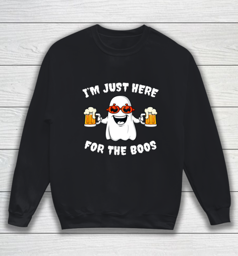 Halloween Im Just Here For The Boos Funny Ghost Holding Beer Sweatshirt
