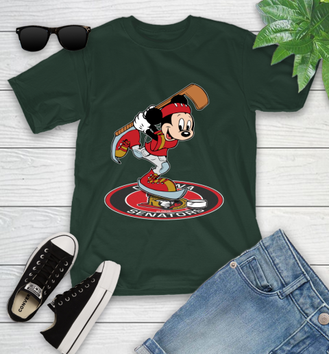 NHL Hockey Ottawa Senator Cheerful Mickey Disney Shirt Youth T-Shirt 5