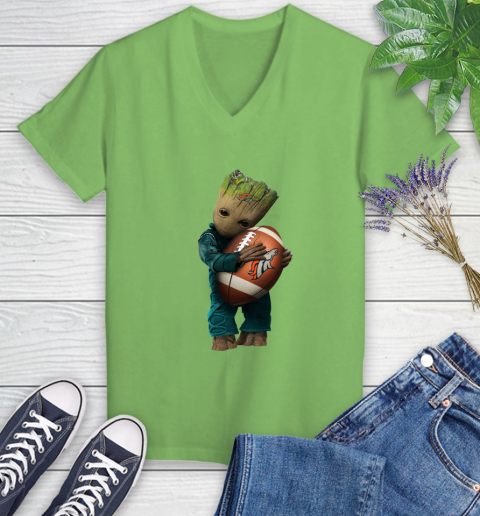 NFL Groot Guardians Of The Galaxy Football Sports Denver Broncos Women's V-Neck T-Shirt 11