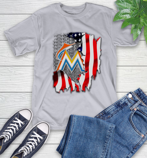 Miami Marlins MLB Baseball American Flag T-Shirt 6