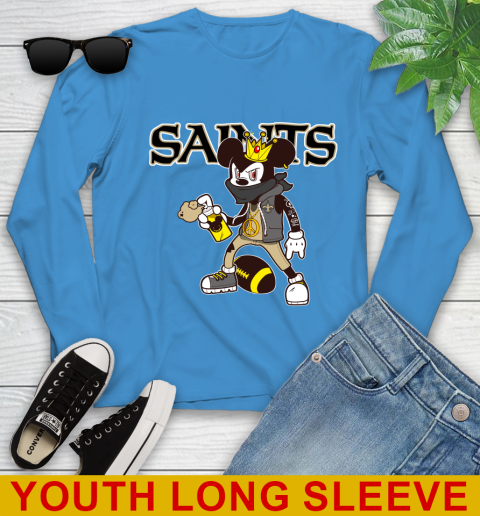 New Orleans Saints NFL Football Mickey Peace Sign Sports Youth Long Sleeve 8