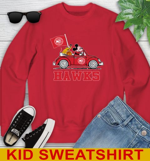NBA Basketball Atlanta Hawks Pluto Mickey Driving Disney Shirt Youth Sweatshirt 8