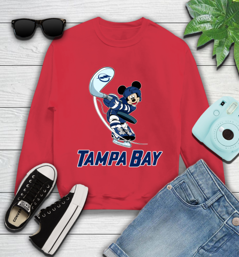 NHL Hockey Tampa Bay Lightning Cheerful Mickey Mouse Shirt Youth Sweatshirt 8