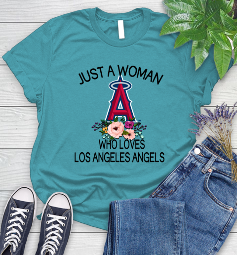 MLB Just A Woman Who Loves Los Angeles Angels Baseball Sports Women's T-Shirt 11