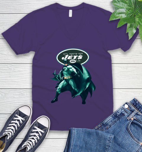 NFL Batman Football Sports New York Jets V-Neck T-Shirt 10