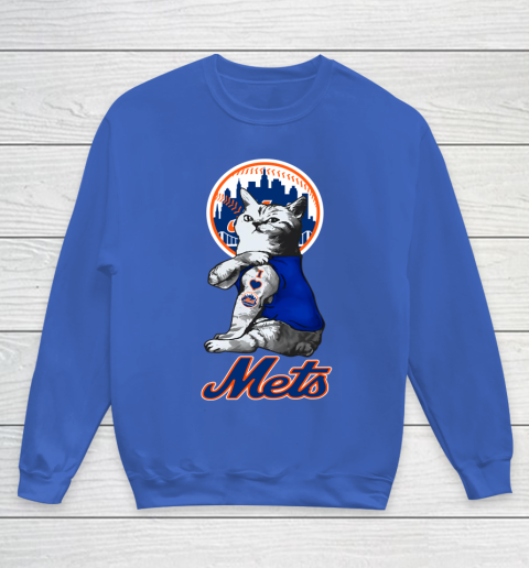 MLB Baseball My Cat Loves New York Mets Youth Sweatshirt 6
