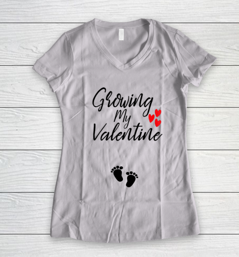 Womens Growing My Valentine Great Family Gift Women's V-Neck T-Shirt