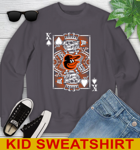Baltimore Orioles MLB Baseball The King Of Spades Death Cards Shirt Youth Sweatshirt - Image 6