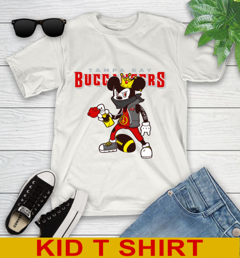 Tampa Bay Buccaneers NFL Football Mickey Peace Sign Sports Youth T-Shirt