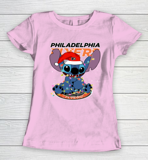 Philadelphia Flyers NHL Hockey noel stitch Christmas Women's T-Shirt 6