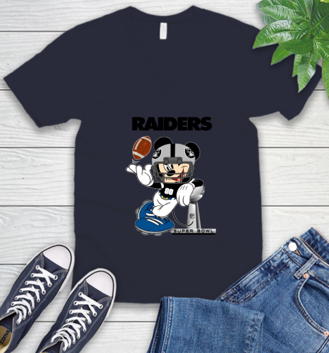 NFL Oakland Raiders Mickey Mouse Disney Super Bowl Football T Shirt V-Neck T-Shirt 3