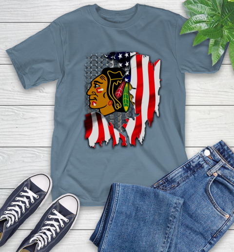 Chicago Blackhawks NHL Hockey American Flag T-Shirt 8