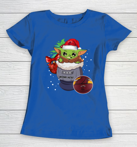 Miami Heat Christmas Baby Yoda Star Wars Funny Happy NBA Women's T-Shirt 9