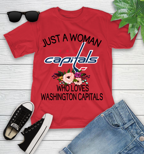 NHL Just A Woman Who Loves Washington Capitals Hockey Sports Youth T-Shirt 8