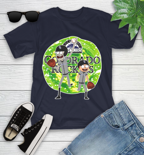 MLB Colorado Rockies Rick And Morty Baseball Sports Youth T-Shirt 3