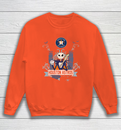 MLB Houston Astros Baseball Jack Skellington Halloween Sweatshirt 3