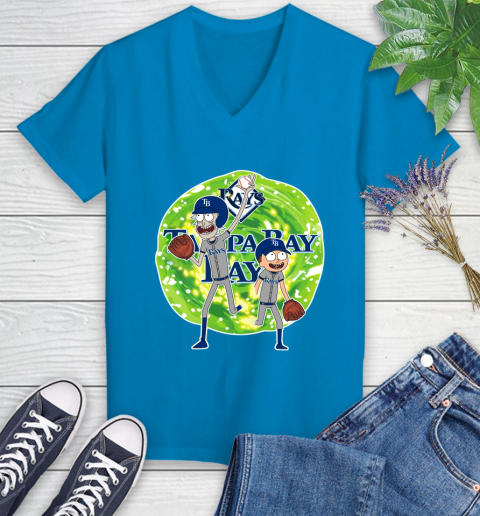 MLB Tampa Bay Rays Rick And Morty Baseball Sports Women's V-Neck T-Shirt 7