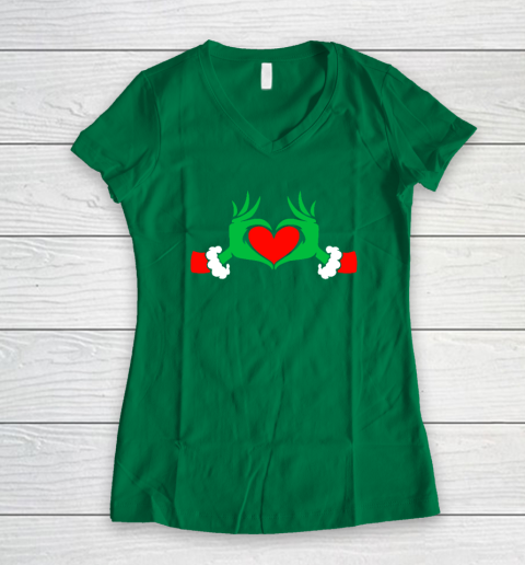 Funny Elf With Cute Heart Hands Style Christmas Costumes Women's V-Neck T-Shirt - Image 4