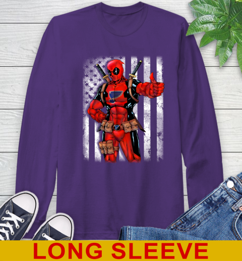 NHL Hockey St.Louis Blues Deadpool American Flag Shirt Long Sleeve T-Shirt 6 NHL Hockey St.Louis Blues Deadpool American Flag Shirt Long Sleeve T-Shirt - Image 6