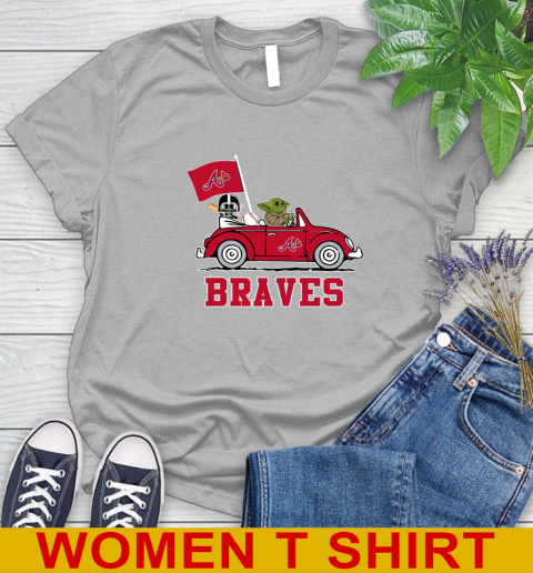 MLB Baseball Atlanta Braves Darth Vader Baby Yoda Driving Star Wars Shirt Women's T-Shirt 5