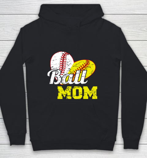 Funny Ball Mom Softball Baseball Outfit For Women Mother Day Youth Hoodie