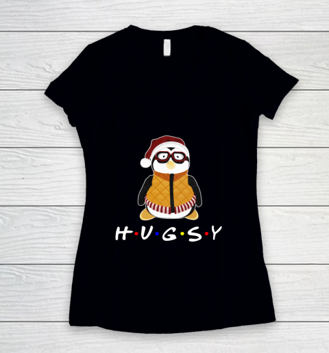 Funny Tee Hugsy Penguin For Friends Christmas Unagi Lobster Women's V-Neck T-Shirt