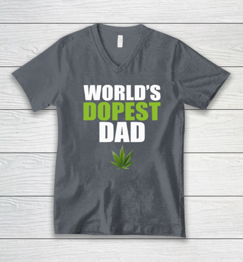 World's Dopest Dad Marijuana V-Neck T-Shirt 3