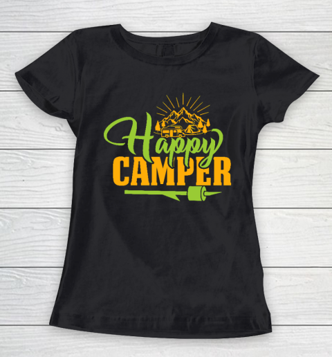 Happy Camping Camper Motorhome Mountains Funny Women's T-Shirt