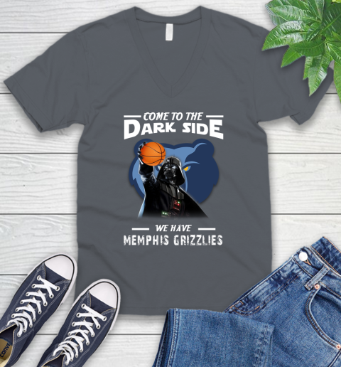 NBA Come To The Dark Side We Have Memphis Grizzlies Star Wars Darth Vader Basketball V-Neck T-Shirt 4