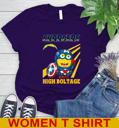 NFL Football Los Angeles Chargers Captain America Marvel Avengers Minion Shirt Women's T-Shirt 4