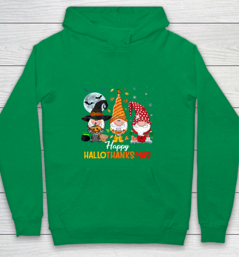 Gnomes Halloween And Merry Christmas Happy Hallothanksmas Youth Hoodie 4