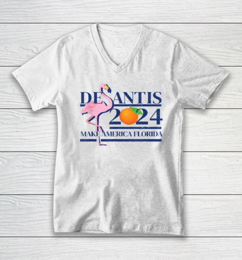 Make America Florida Flamingo Shirt DeSantis 2024 V-Neck T-Shirt