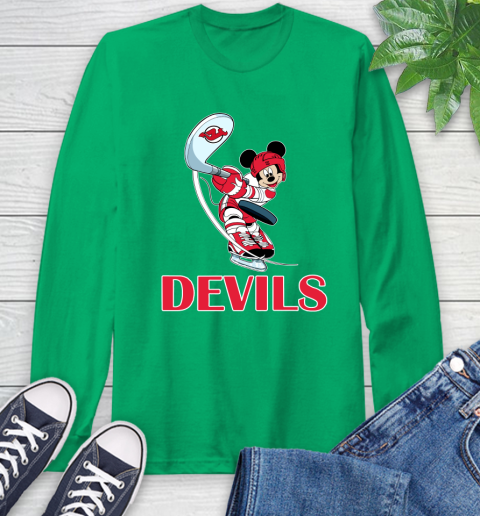 NHL Hockey New Jersey Devils Cheerful Mickey Mouse Shirt Long Sleeve T-Shirt 8