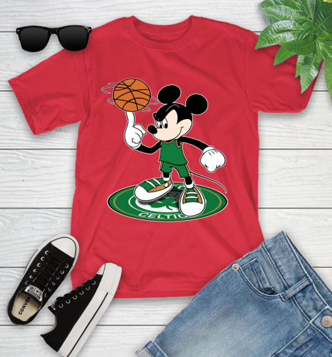 NBA Basketball Boston Celtics Cheerful Mickey Disney Shirt Youth T-Shirt 10