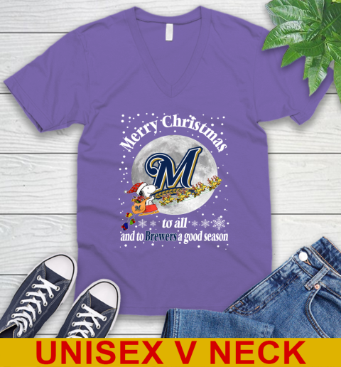 Milwaukee Brewers Merry Christmas To All And To Brewers A Good Season MLB Baseball Sports V-Neck T-Shirt 8