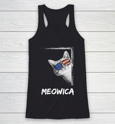 4th of July Meowica shirts Racerback Tank