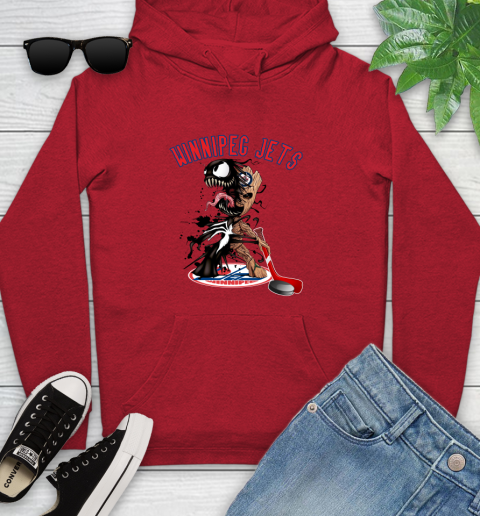 NHL Winnipeg Jets Hockey Venom Groot Guardians Of The Galaxy Youth Hoodie 11