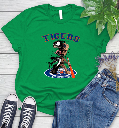 MLB Detroit Tigers Baseball Venom Groot Guardians Of The Galaxy Women's T-Shirt 6